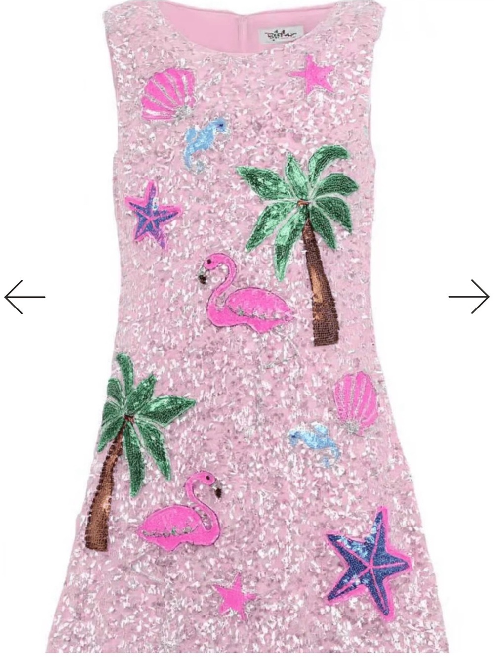 Lola + The Boys Pink Sequin Dress with Mermaid and Star Patches - Picture 3 of 4